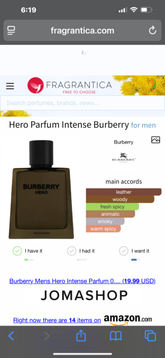 SOTD: Burberry Hero Parfum intense