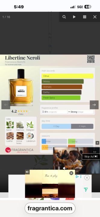 SOTD Frachesca Bianche Libertine Neroli