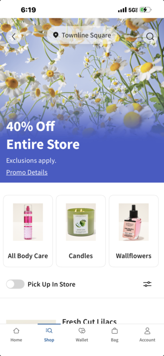 Bath and Body Works 40 percent off