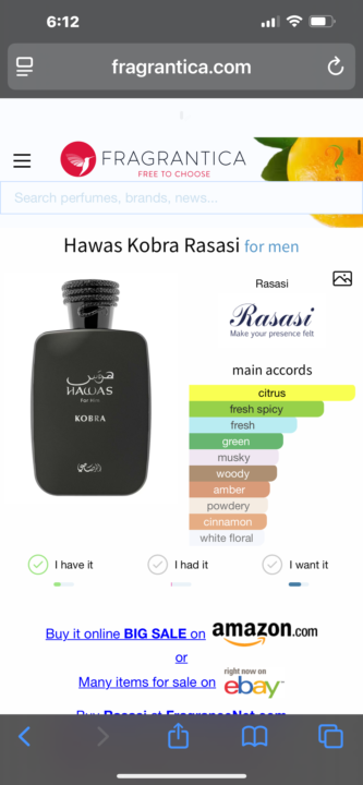SOTD: Rasasi Hawas Kobra