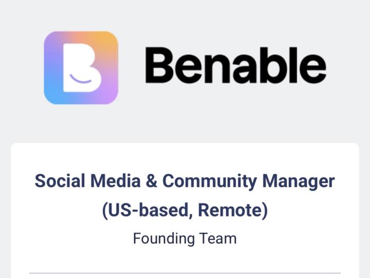 Benable Is Hiring: Social Media & Community Manager