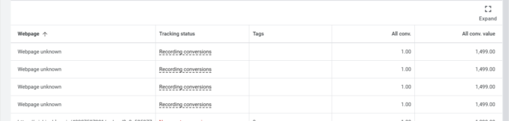 Urgent help - Conversions going to Webpage unknown