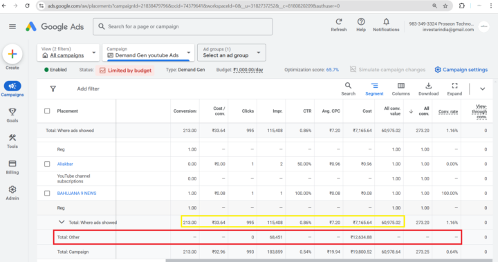 "Total: other" What does that mean in Demand Gen campaign?