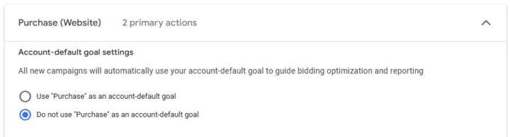Separated conversions goals in one account