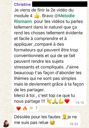 💛 Le retour de Christine résume très bien ce que beaucoup ressentent en avançant dans les modules.