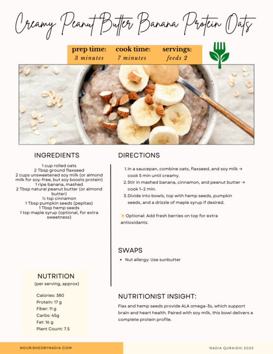🎁 Recipe: Creamy Peanut Butter Banana Protein Oats 