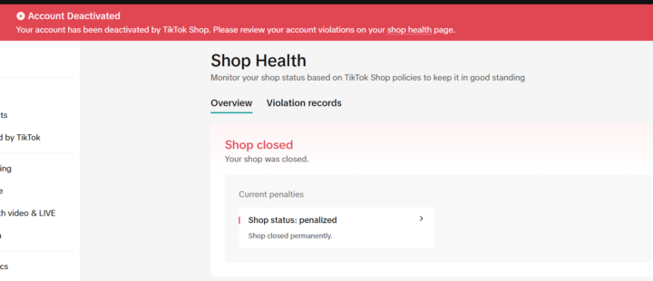 Account Deactivated!! Shop Closure!