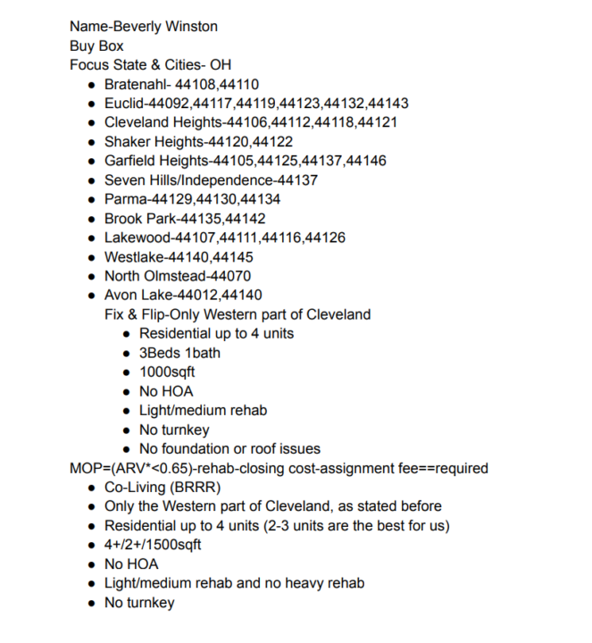 New Buyer Added: Beverly Winston (OH Buyer-Cleveland)