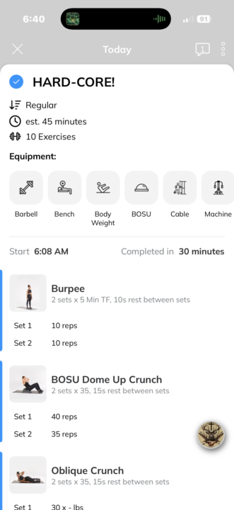 June 24 fitness check in
