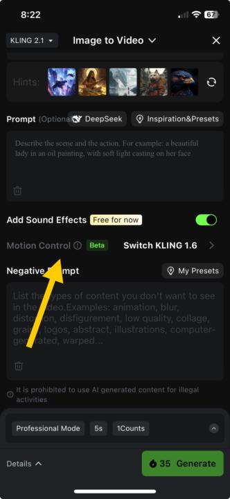 Kling’s Motion Control feature 