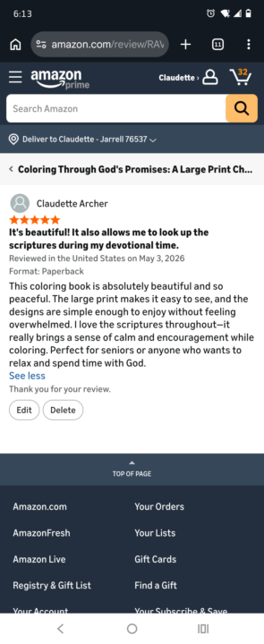 Review on Amazon!! 