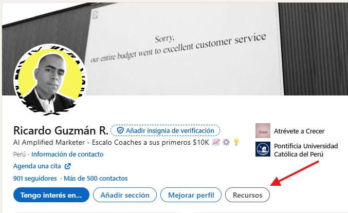 Nueva Funcionalidad en Perfil Linkedin : Recursos