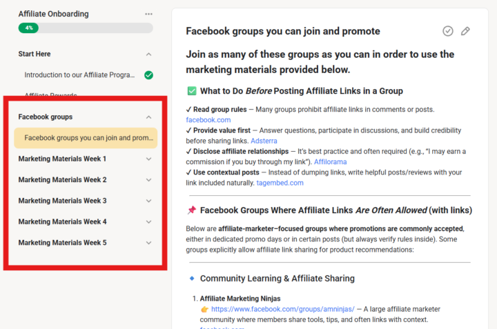 New advertising material added to the Affiliate Onboarding section 