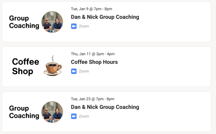 Evening Group Coaching Times Are On The Calendar!