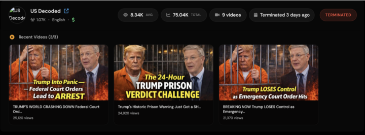 Trump fake news channel just got terminated.