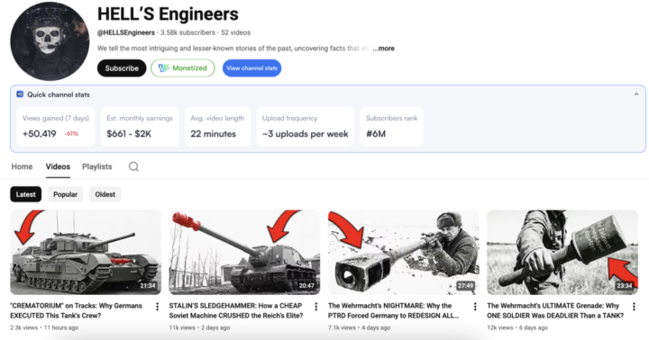 WW2 Channel but with different thumbnail style