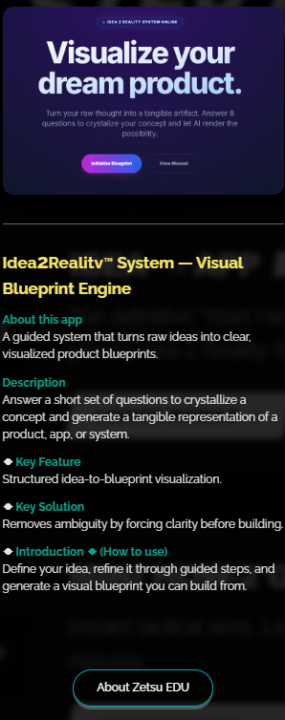 Idea2Reality™ System — Visual Blueprint Engine