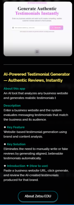 AI-Powered Testimonial Generator — Authentic Reviews, Instantly