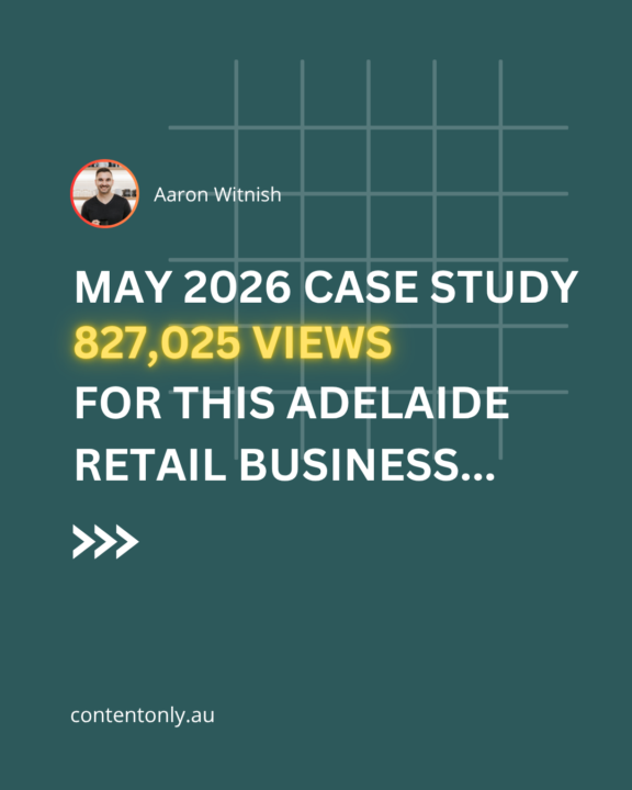 This Adelaide retailer added 827K views and 1,326 follows in May 2026..
