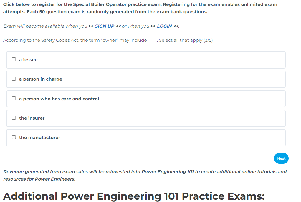 Special Boiler Operator Practice Exam · Power Engineering 101