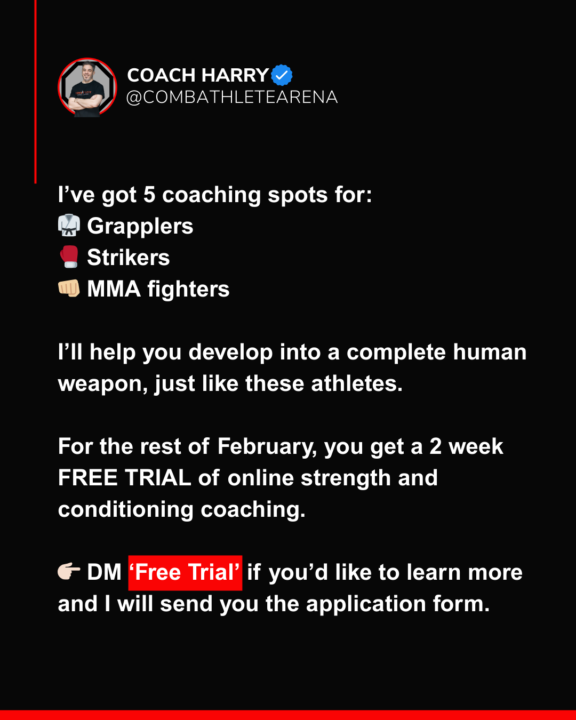 Try Combathlete for FREE! Apply today for our online coaching, 2 week free trial