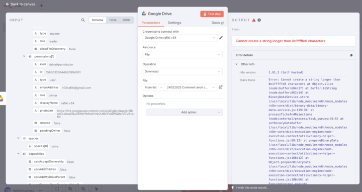 Télécharger gros fichier dans n8n