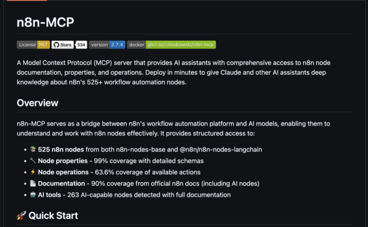 🚀 Just found the super cool n8n‑MCP server today! 🚀