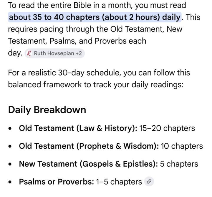 I am going to try to read the Bible in a month…