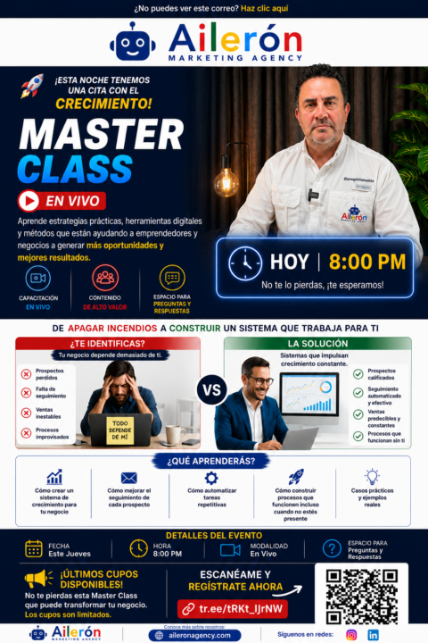 Master Class Hoy a las 8:00 pm