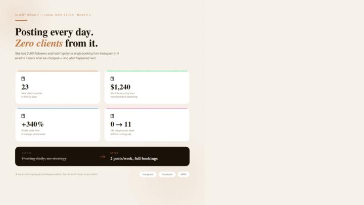 She Had 2,400 Followers and Hadn't Gotten a Single Booking From Instagram in 4 Months.