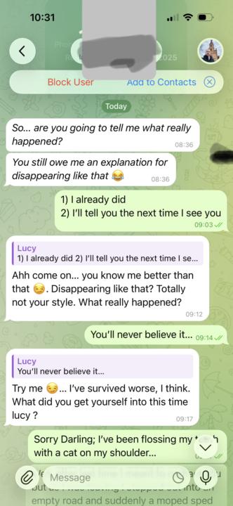 Text exchange this morning