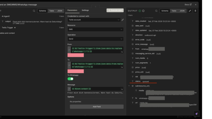 Twilio Fehler (queued)