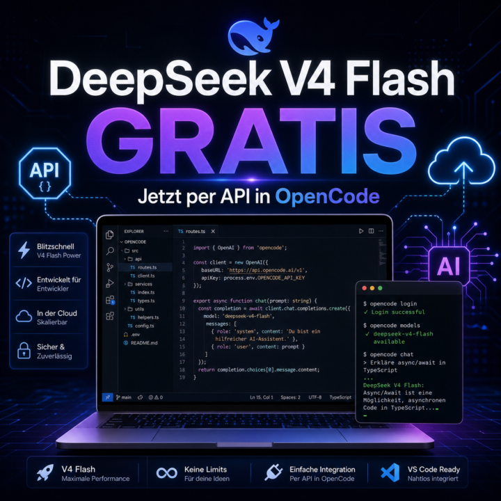 🚀 DeepSeek V4 Flash JETZT KOSTENLOS per API nutzen!
