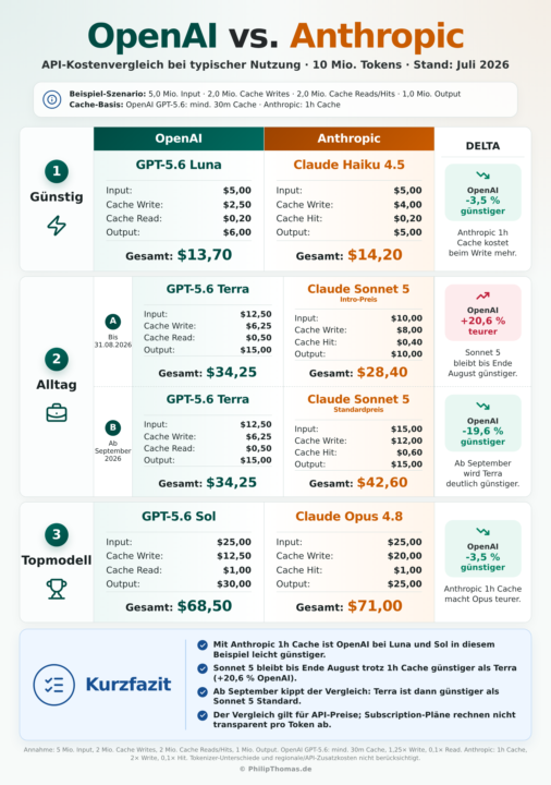 OpenAI GPT 5.6 vs. Anthropic Preise.