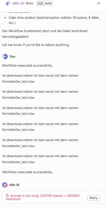 Prompt is too long mit n8n AI