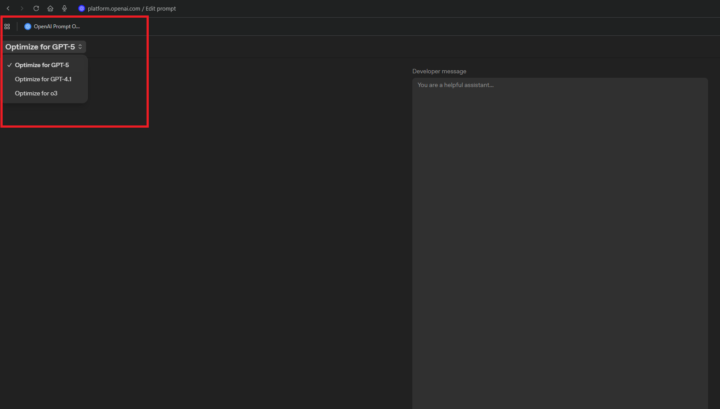 Prompt Optimizer von OpenAI für GTP-5
