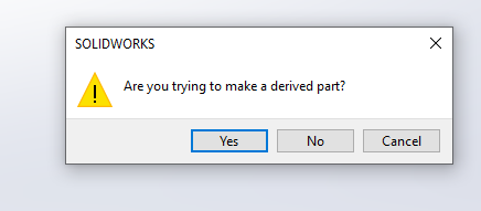 SolidWorks 2022 Toolbox Derived Part Issue