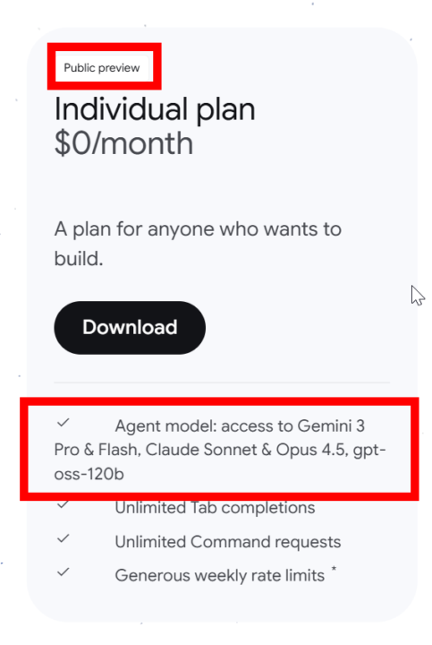 Quick heads-up: Google Antigravity Public preview