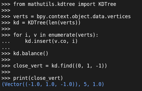 Searching for the Closest Vertex with Blender Python