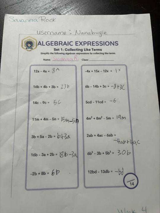 Math weeks 3, 10 and 14