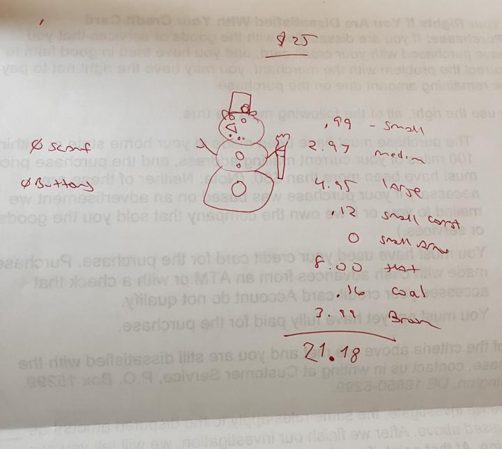 Anya's snowman homework 