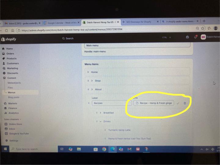 Drop down menu set up 