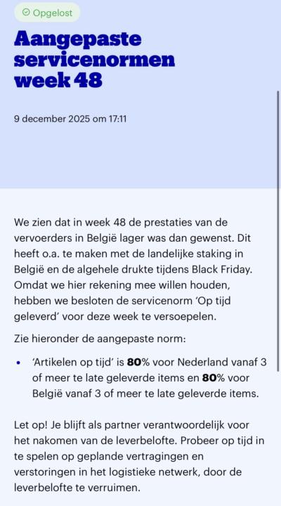 Strikes voor week 48 en 49