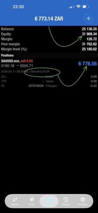 🚨UMnotho Bot Made R6773.14🤑 Profit💰on H4 Swing Trading Gold 💛