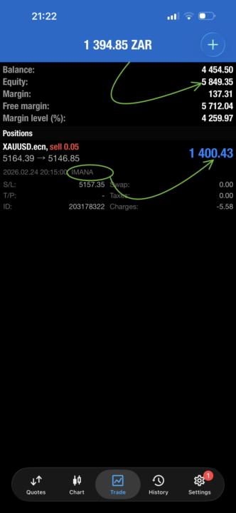 🚨IMANA BOT🔥 Grew Account From R2500 - R5849 Equity In A Few Minutes During One Trading Session Trading Low Risk Mode🤑🥳