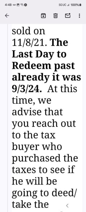 Seller waited too long…( Back Taxes )