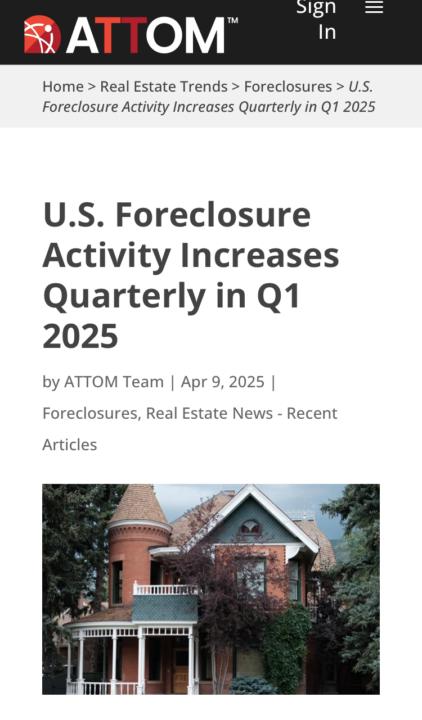 ATTOM reports an increase in nationwide foreclosures in Q1’25