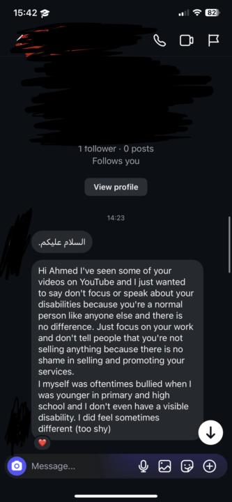 Got a DM from someone on YouTube