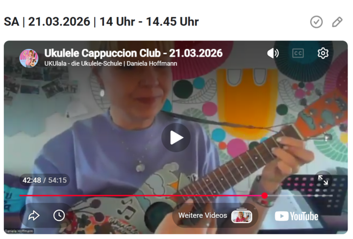 Die Aufzeichnung vom Ukulele Cappuccino Club vom 21.03. ist online 