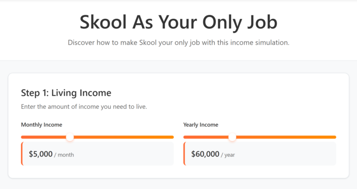 Skool Income Simulation — Could Skool Be Your Only Job?